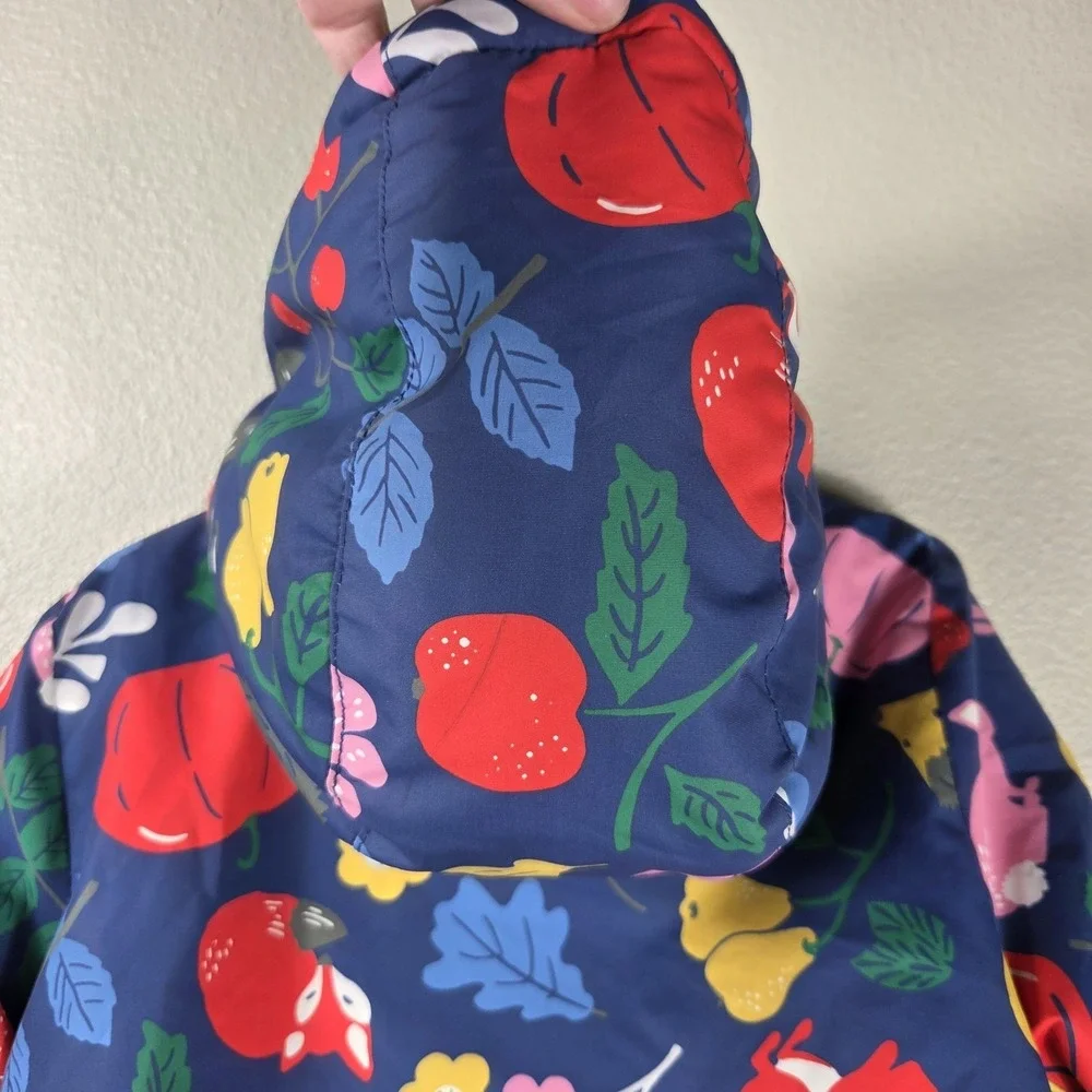 Mini Boden Woodland Print Fleece Lined Hooded Rain Jacket Girls 6-7Y 122cm